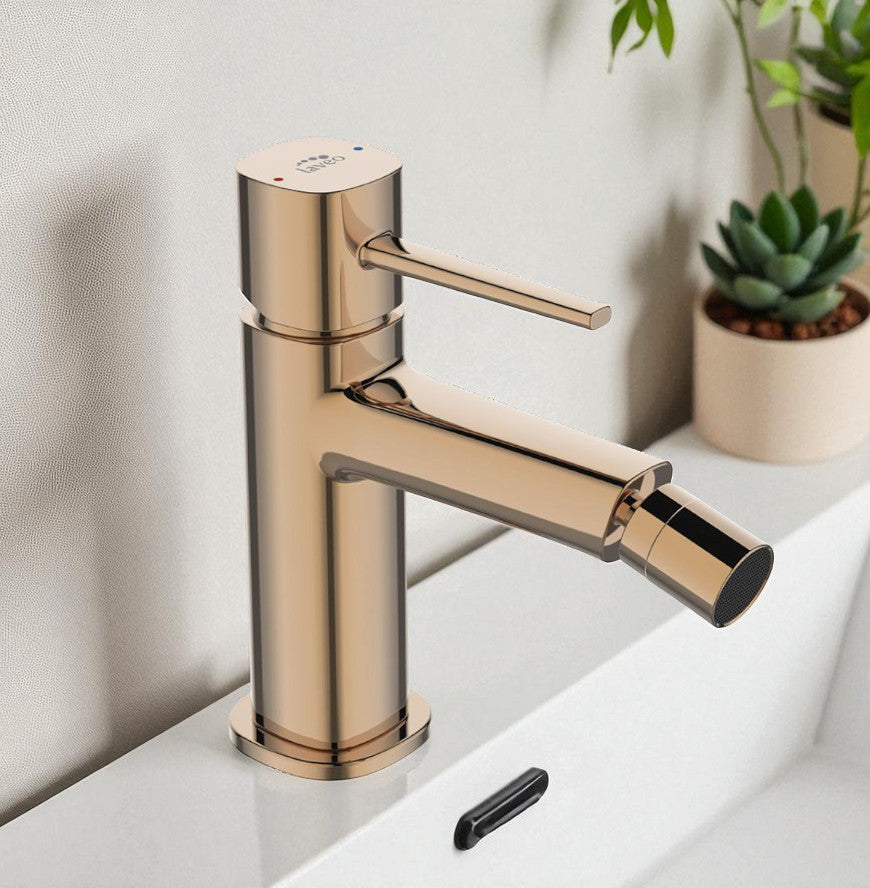 Miscelatore bidet da appoggio  – design elegante con leve sottili e regolazione getto, oro rosa