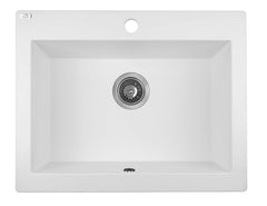 Lavello a Vasca Singola 63x49 cm | Ceramica Moderna, Sifone Salvaspazio Incluso