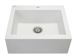 Lavello a vasca singola con grembiule – lavello ceramica 63×49 cm, sifone salvaspazio incluso