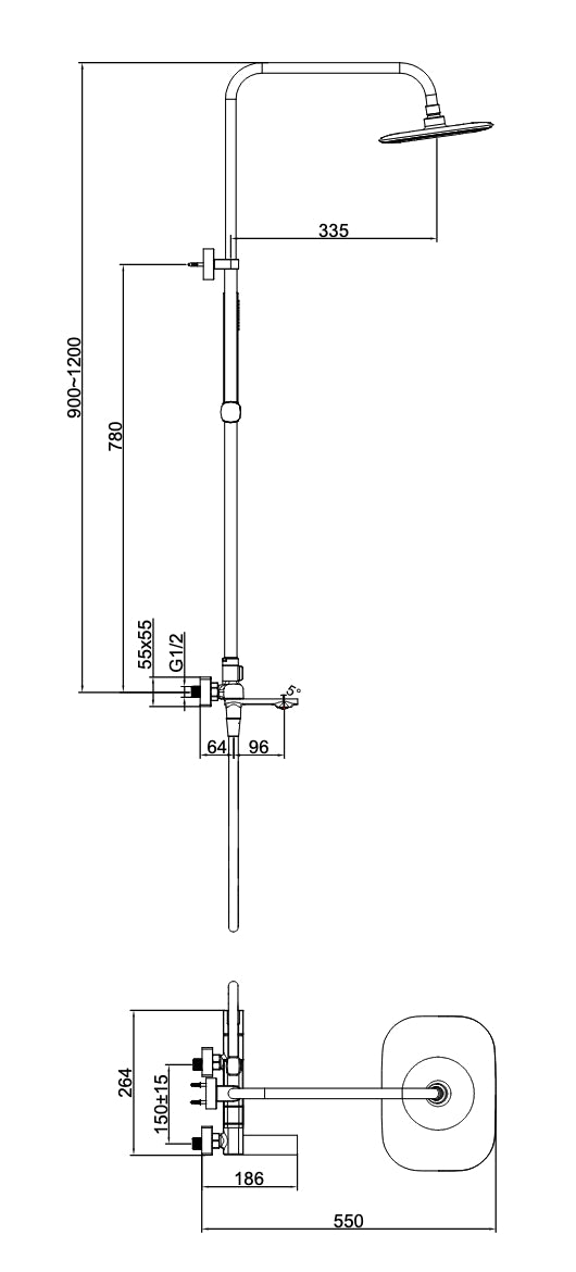 Colonna doccia con miscelatore – Cromata