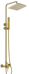 Colonna doccia oro spazzolato | Soffione a pioggia quadrato, doccetta portatile, sistema anticalcare e flessibile antitorsione