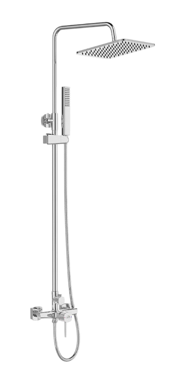 Colonna doccia con miscelatore | Set doccia minimalista, soffione a pioggia, sistema anticalcare, cromata