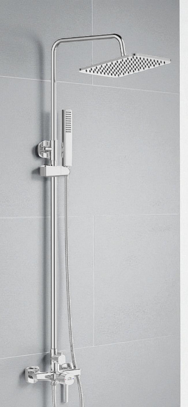 Colonna doccia con miscelatore | Set doccia minimalista, soffione a pioggia, sistema anticalcare, cromata