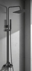 Colonna doccia con miscelatore | Set doccia minimalista, soffione a pioggia, sistema anticalcare, nero