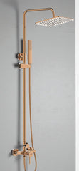 Colonna doccia con miscelatore | Set doccia minimalista, soffione a pioggia, sistema anticalcare, oro rosa