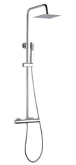 Colonna doccia con rubinetto termostatico | Soffione a pioggia quadrato, doccetta, sistema anticalcare, flessibile anti-torsione cromato