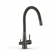 Rubinetto Cucina con Filtro Acqua | Antrarice Spazzolato, Doppia Leva, Canna Flessibile e Design Moderno