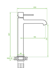 Miscelatore lavabo alto finitura oro spazzolato