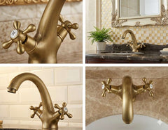 Rubinetto bagno Per Lavabo Vintage Bronzato stile antico, piletta inclusa