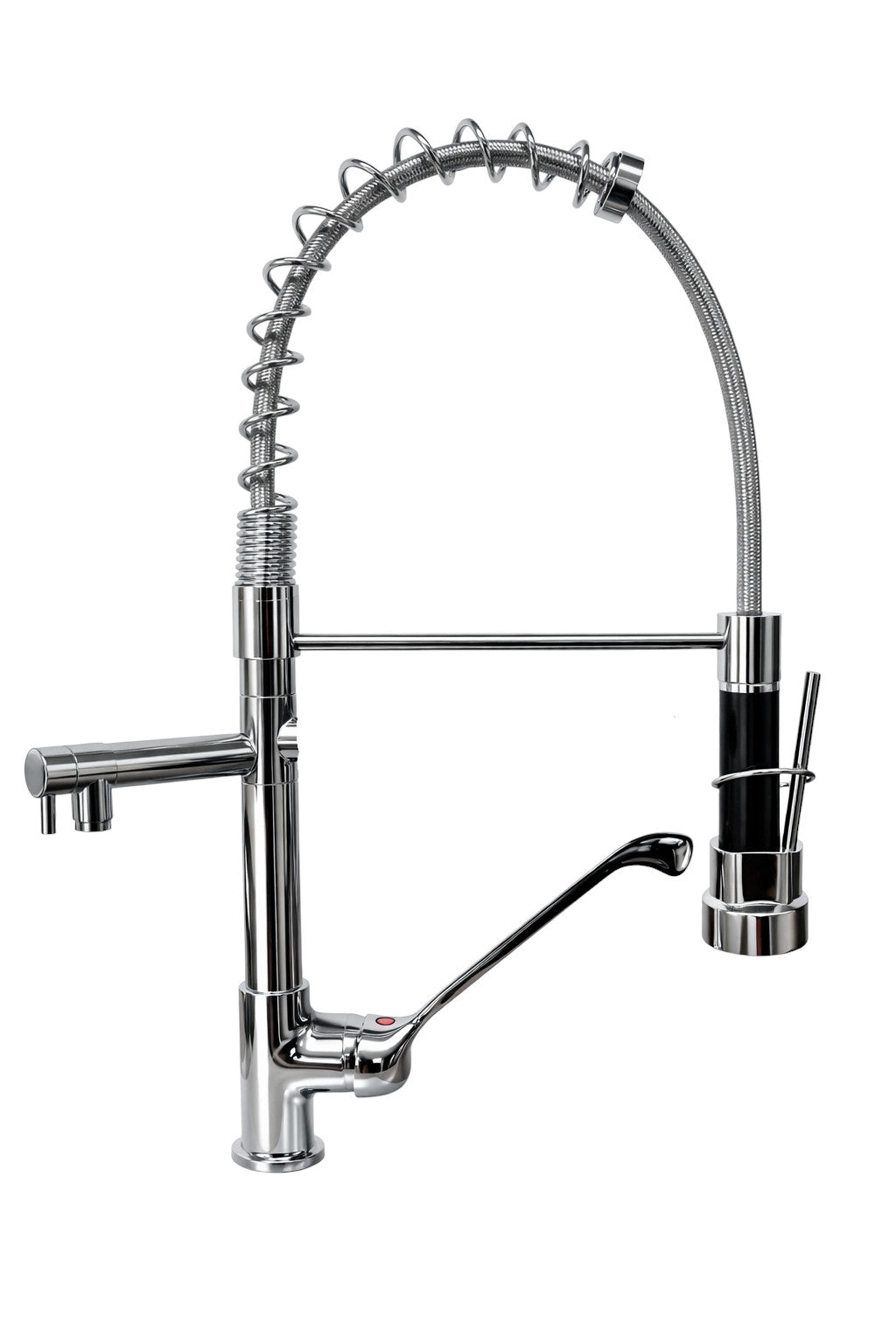 Rubinetto miscelatore cucina professionale industriale con leva clinica doppia uscita