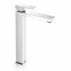 Miscelatore lavabo stile quadrato alto per lavandini appoggio