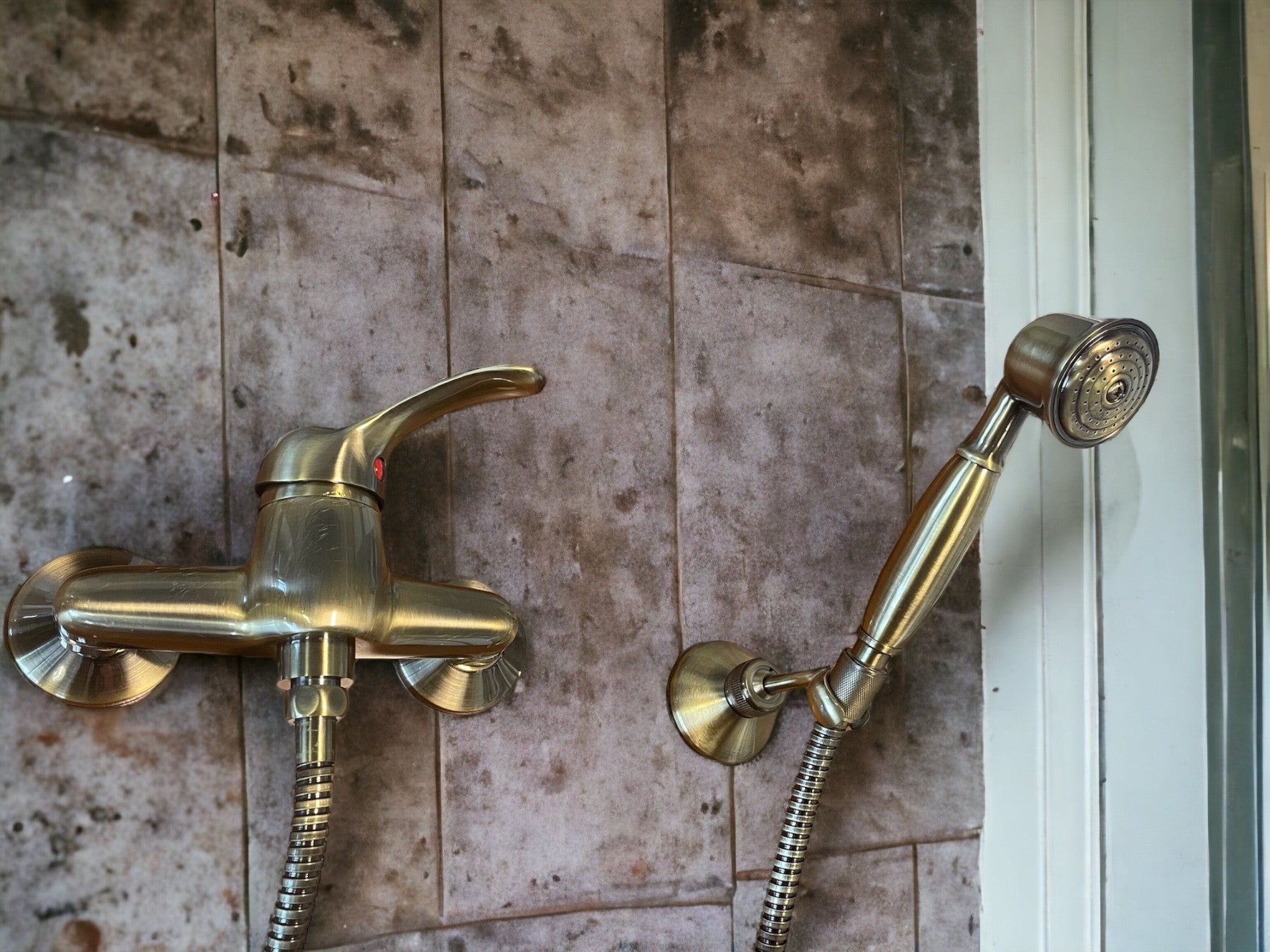 Miscelatore Doccia Nero A Parete - Rubinetto Monocomando In Ottone Per Bagno Moderno - Foto 8