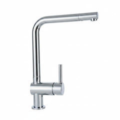 Miscelatore da cucina Bagnoclic in ottone cromato con doccetta estraibile e canna girevole, ideale per lavelli moderni.