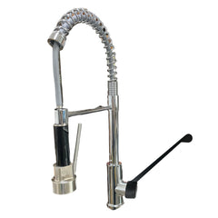 Bagnoclic miscelatore cucina in ottone cromato con doccetta estraibile, molla e leva clinica ergonomica per uso professionale.