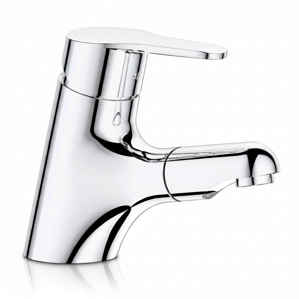 Bagnoclic miscelatore lavabo in ottone cromato con doccetta estraibile e comando monoleva.