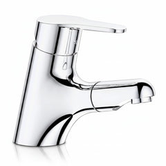Bagnoclic miscelatore lavabo in ottone cromato con doccetta estraibile e comando monoleva.