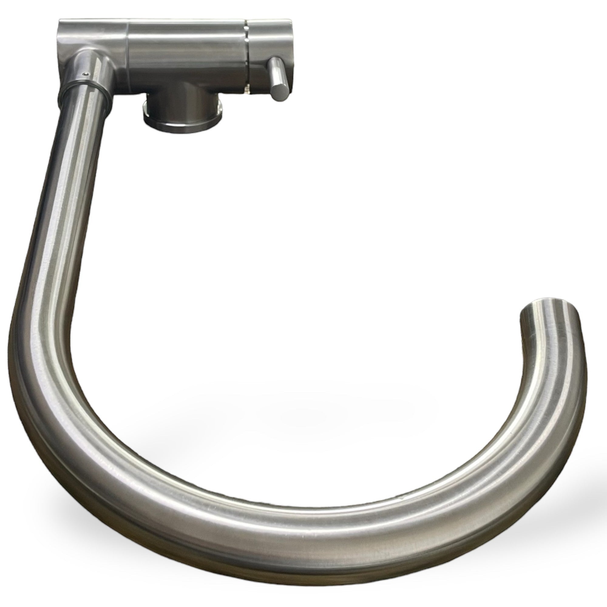 Bagnoclic rubinetto miscelatore cucina abbattibile sottofinestra in acciaio inox satinato con canna ad ombrello.