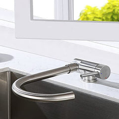 Bagnoclic rubinetto miscelatore cucina abbattibile sottofinestra in acciaio inox satinato con canna ad ombrello.