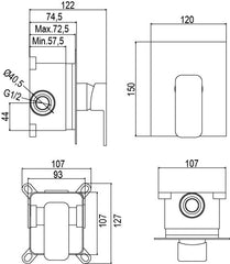 Miscelatore incasso doccia 1 via completo, moderno