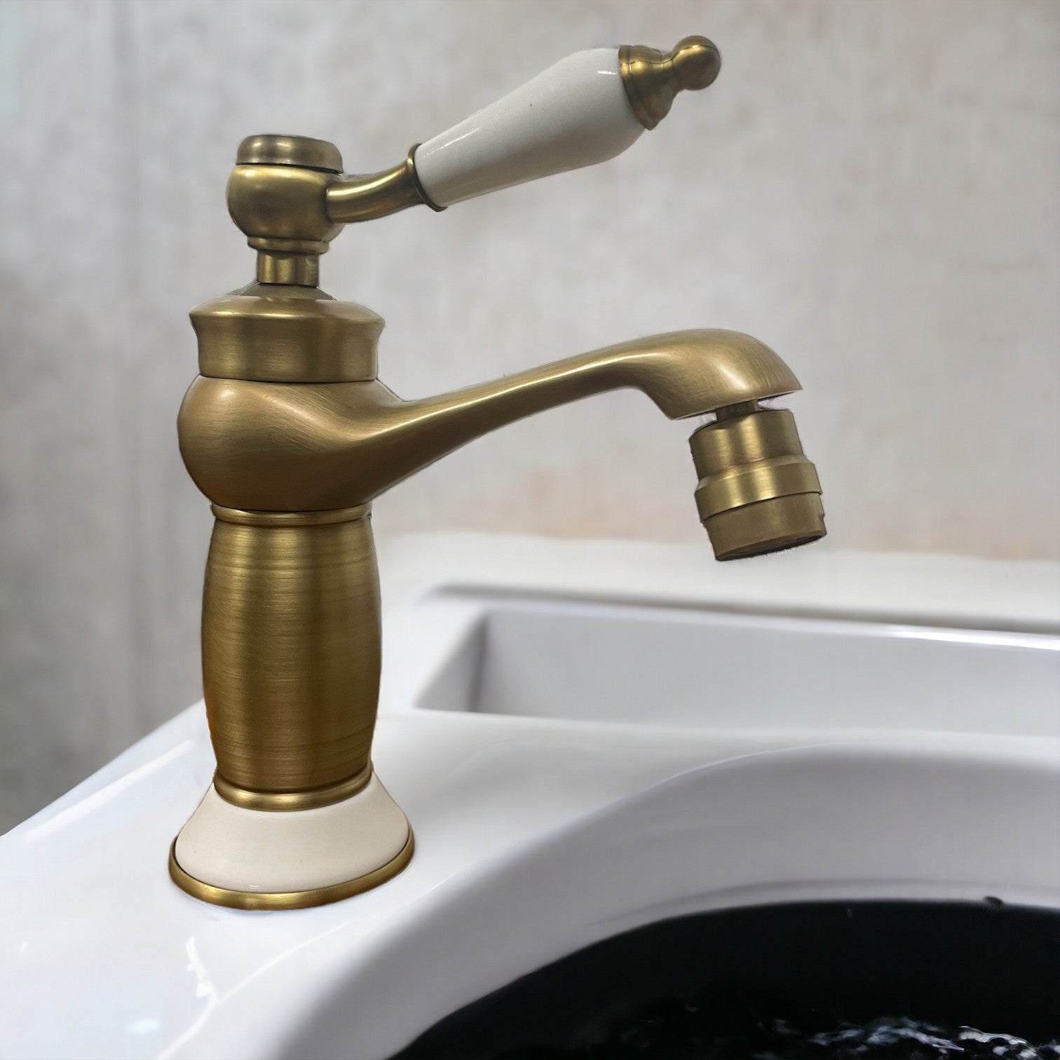 Miscelatore bidet bronzo ottone antico con ceramica